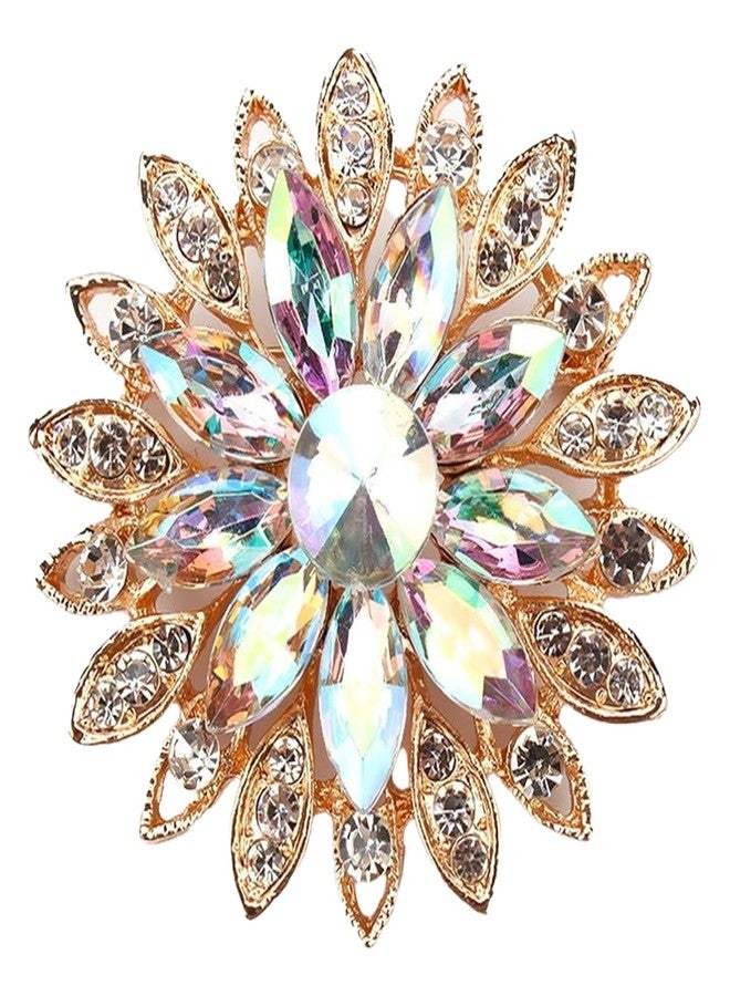 Wanheart Rhinestone Flower Brooch Pin - Vintage Rose & Sunflower Crystal Brooches for Women, Large Elegant Pin with Gold & Pearl Accents, Fashion Jewelry for Dresses, Hats & Bags (Tape F) - Image 1